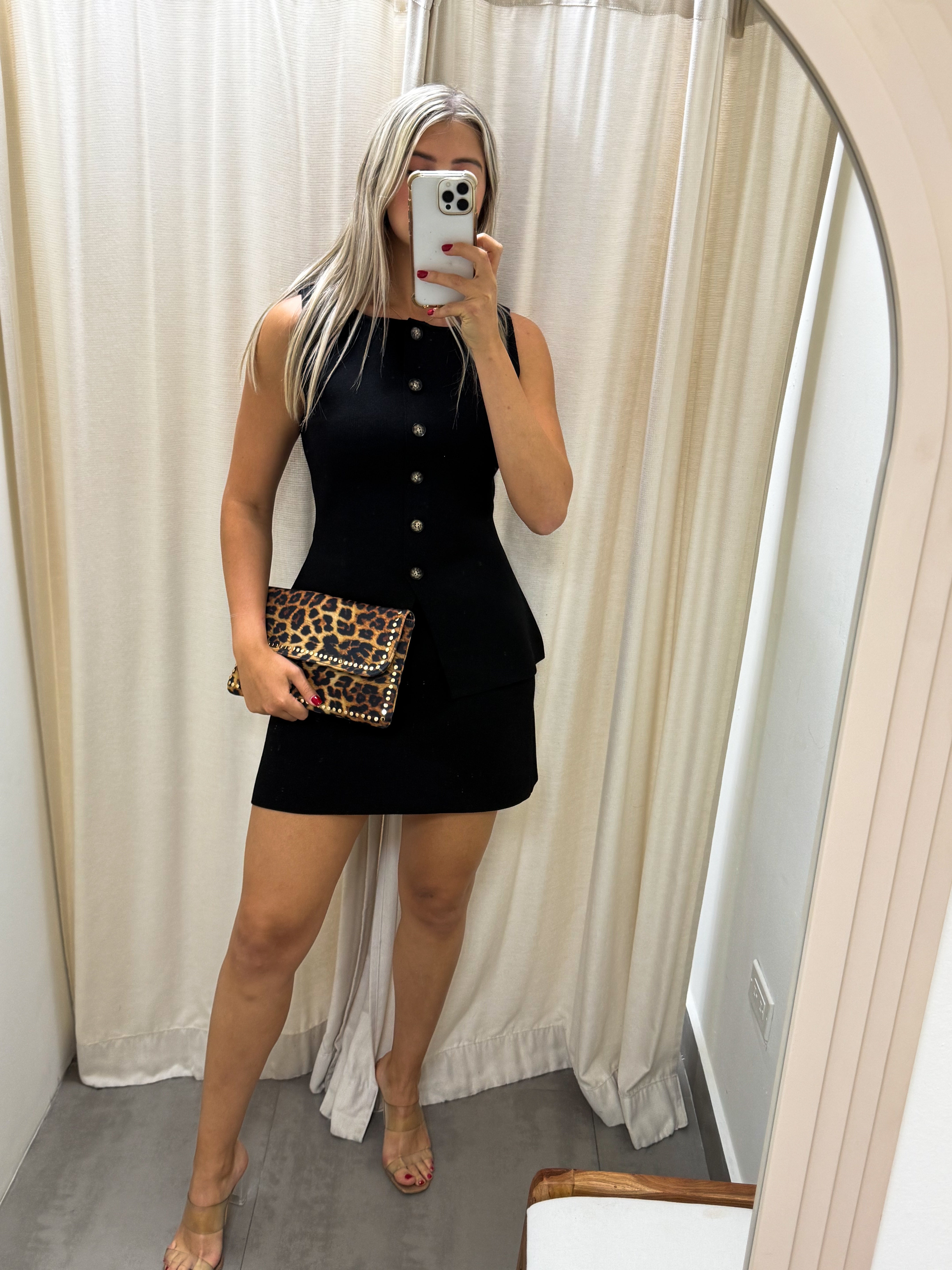BLACK KNIT VEST TOP & SKIRT SET