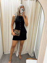 BLACK KNIT VEST TOP & SKIRT SET