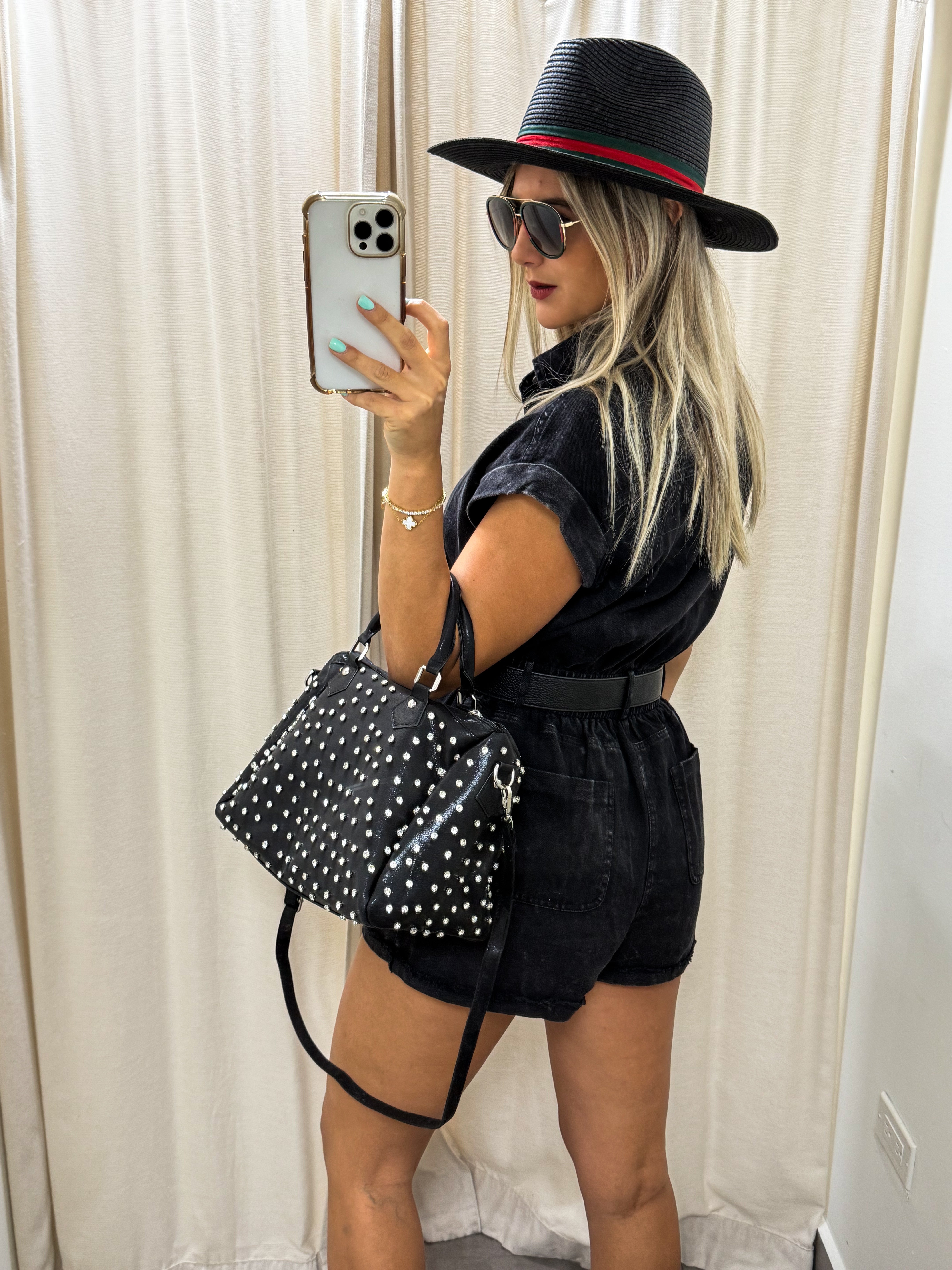 BLACK DENIM ROMPER