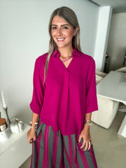 MAGENTA 3/4 SLEEVES BLOUSE