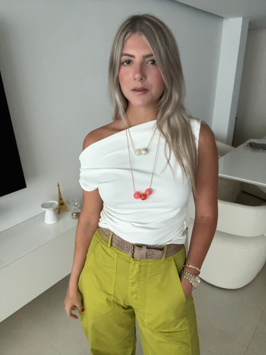 WHITE ONE SHOULDER TOP