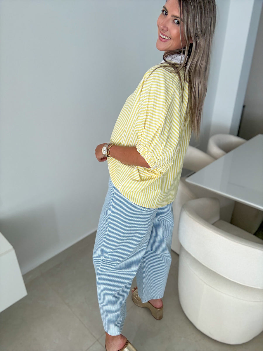 DENIM STRIPED BARREL JEANS