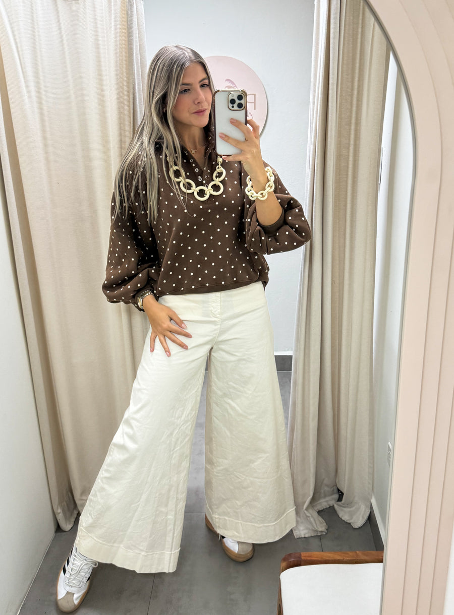 CHOCOLATE POLKA DOT SWEATER