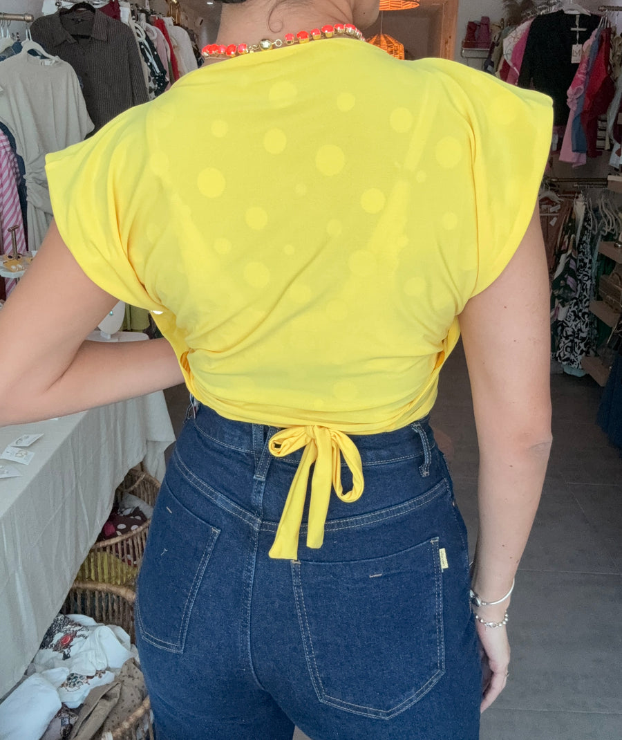 PIA REVERSIBLE SQUARE BLOUSE IN POLKA DOT/YELLOW