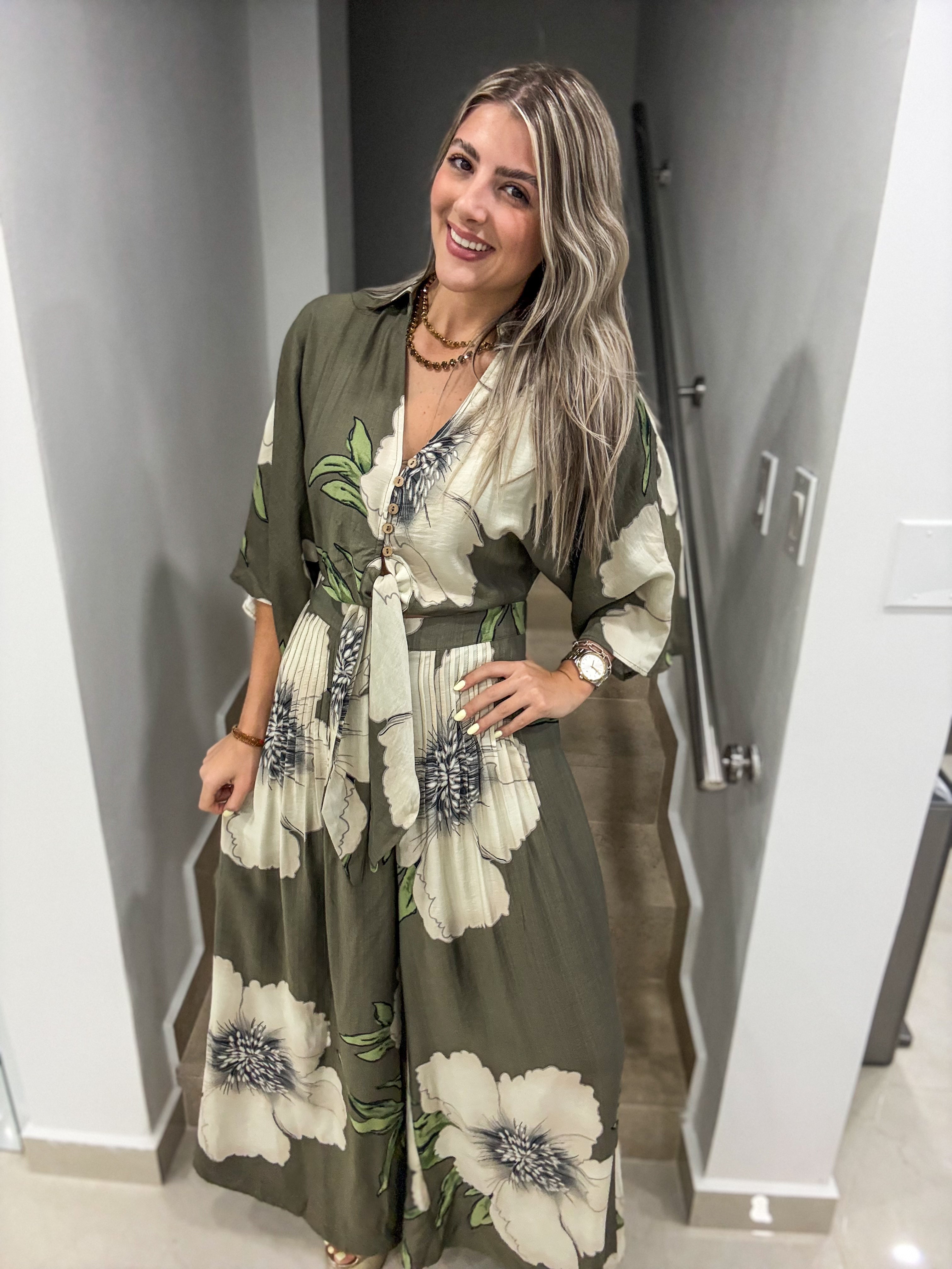 OLIVE FLORAL JUMPSUIT