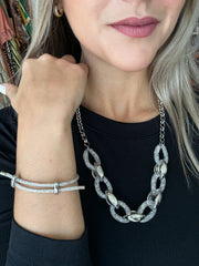 SILVER WIRE CONTRAST CHAIN NECKLACE