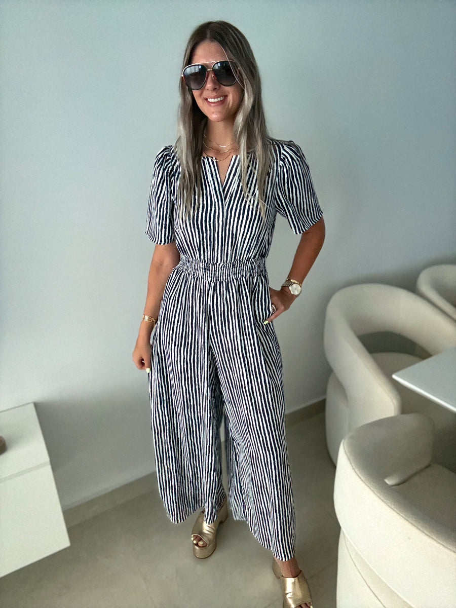 NAVY PRINTED JUMPSUIT