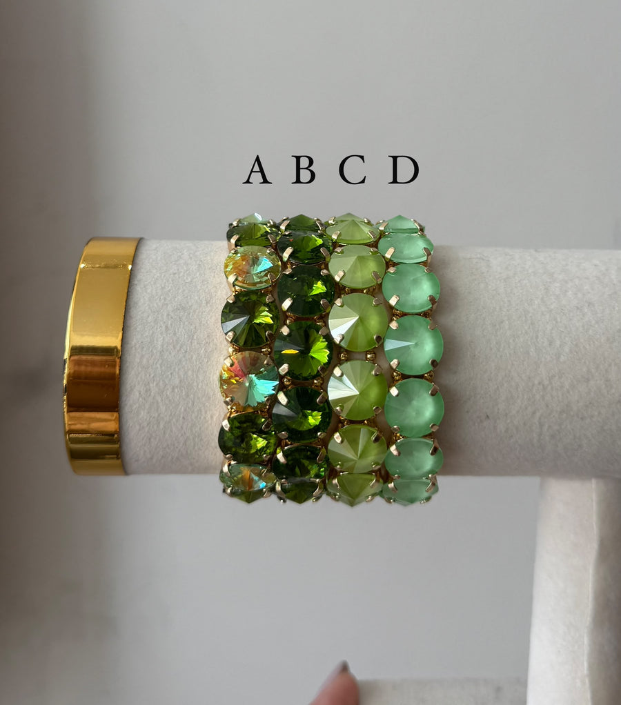 GREEN SWAROVSKI THICK ELASTIC BRACELETS