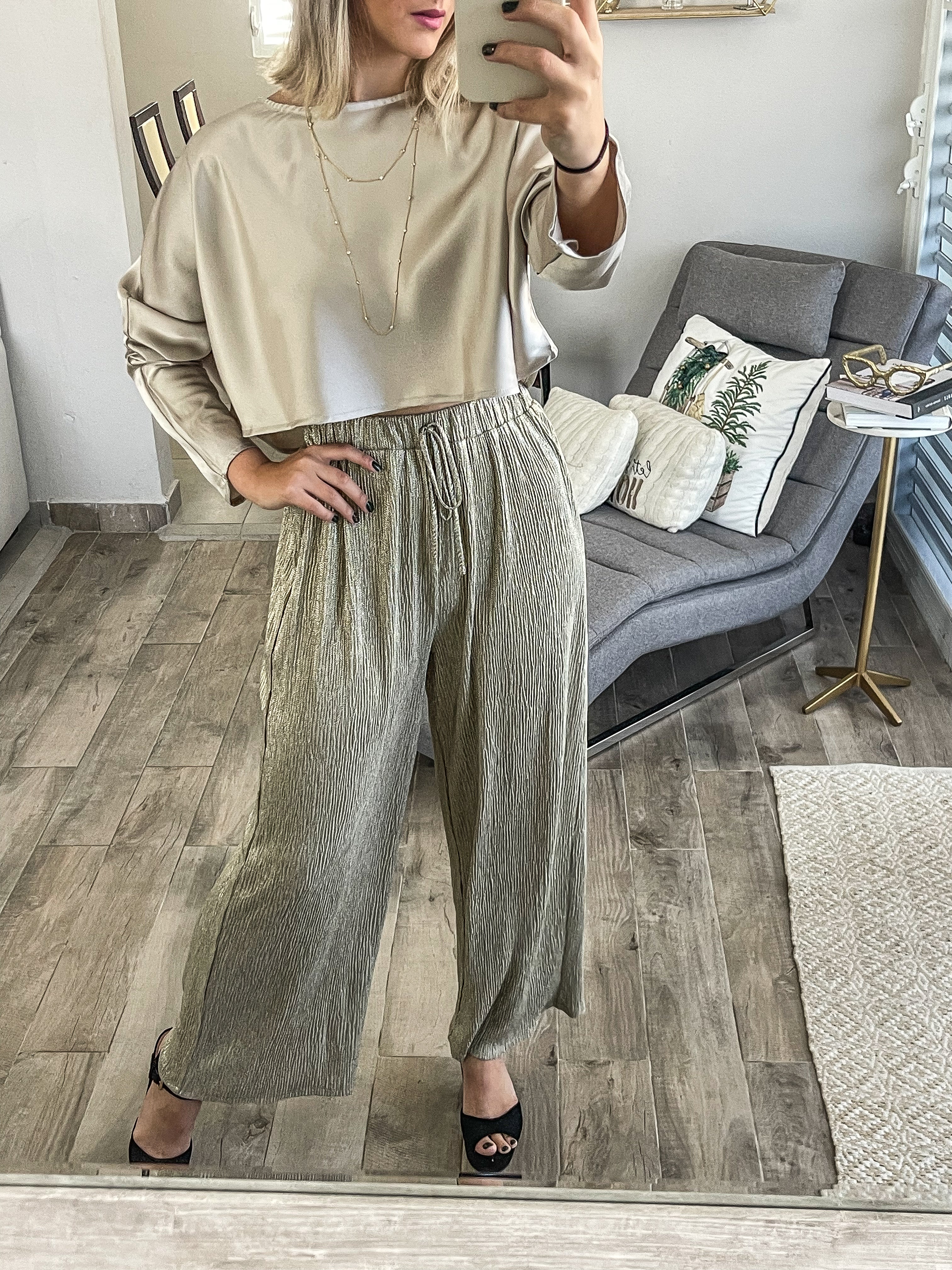 GOLD METALLIC PALAZZO PANTS