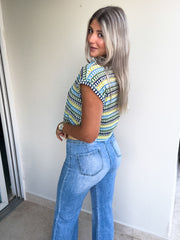 BLUE/GREEN CROCHET BLOUSE