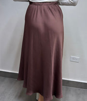 SILKY MOCHA PRINT MIDI SKIRT