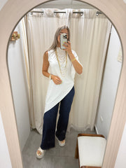 PIA WHITE ASYMMETRIC BLOUSE