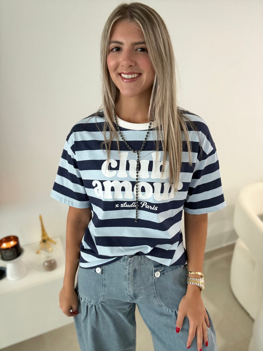 BLUE STRIPED CLUB AMOUR TSHIRT