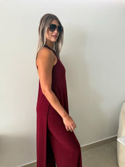 PIA BURGUNDY RACERBACK TOP & PANT SET
