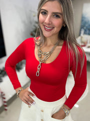 RED FLEECE BASIC TOP