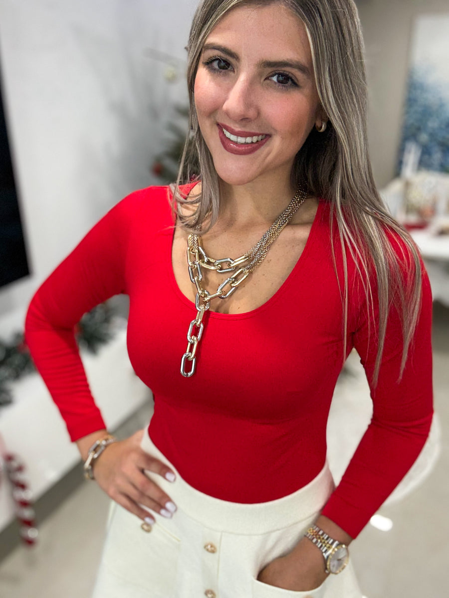 RED FLEECE BASIC TOP