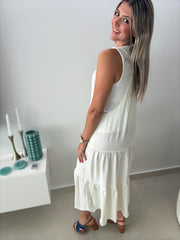 IVORY OVERALL DRESS