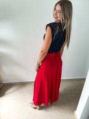 PIA RED MAXI SKIRT