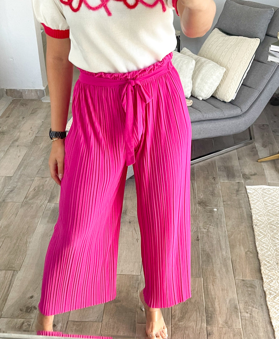 HOT PINK PLEATED PANTS