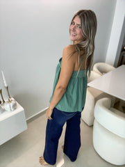 BELTED SLEEVELESS BLOUSE