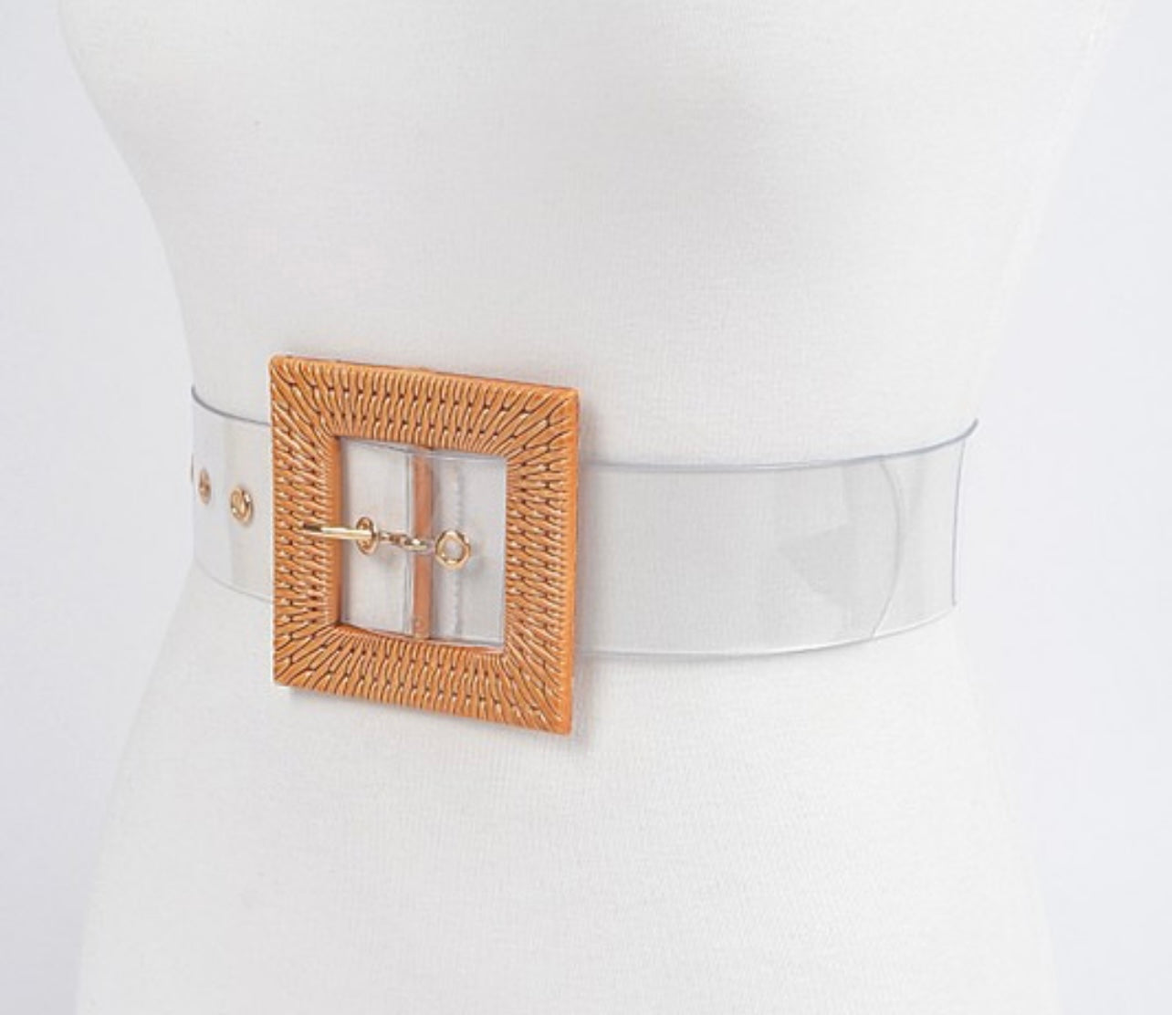 CLEAR SQUARE BAMBOO BUCKLE BELT