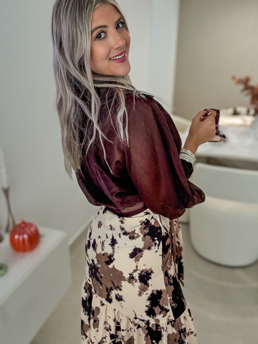 COW PRINT WRAP AROUND SKIRT