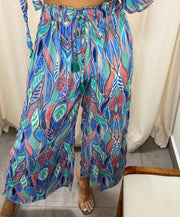 MINT/BLUE PRINTED PALAZZO PANTS