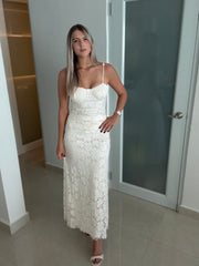 IVORY SEQUIN LACE MAXI SKIRT