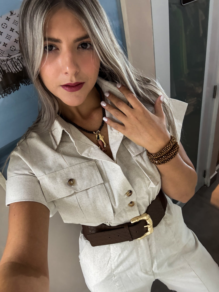 LINEN WIDE LEG JUMPSUIT