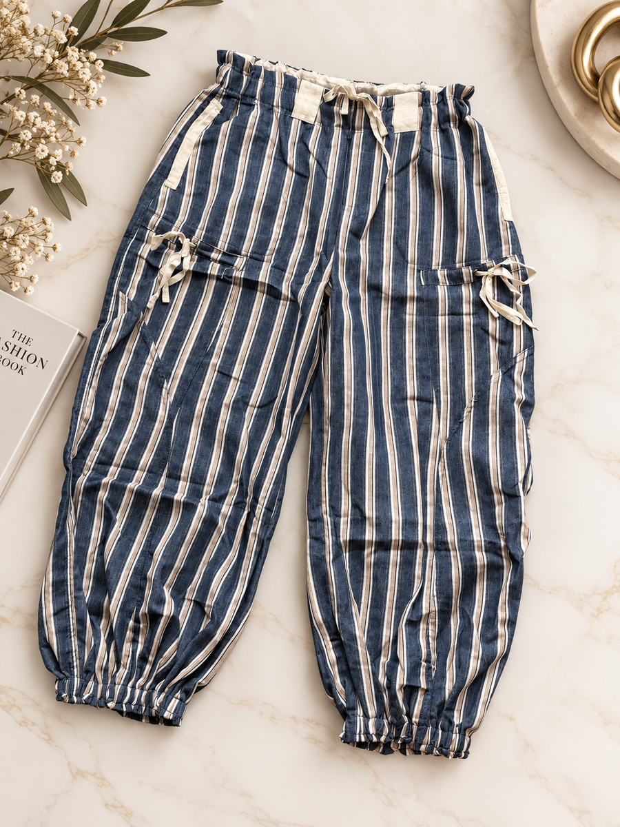 STRIPED DENIM JOGGERS