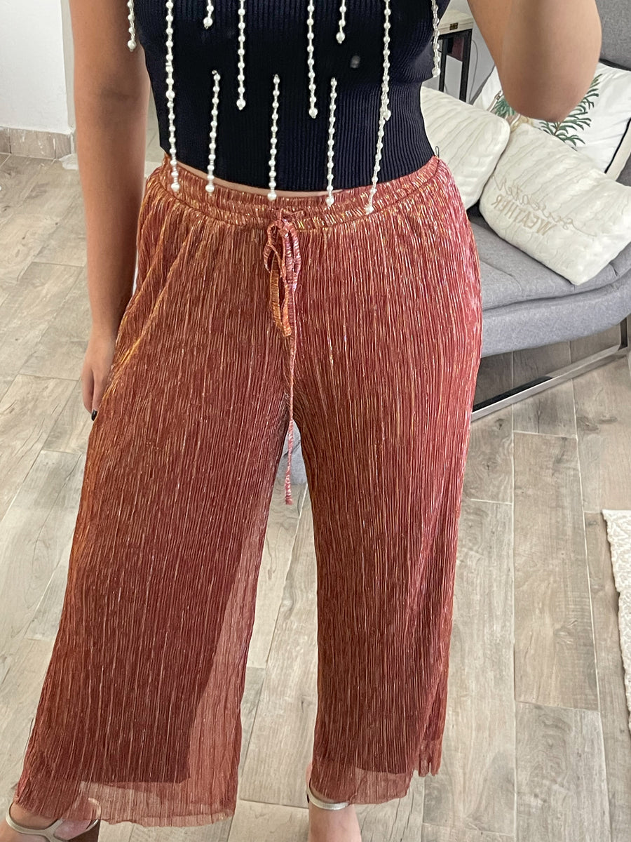 RUST LUREX METALLIC PALAZZOS