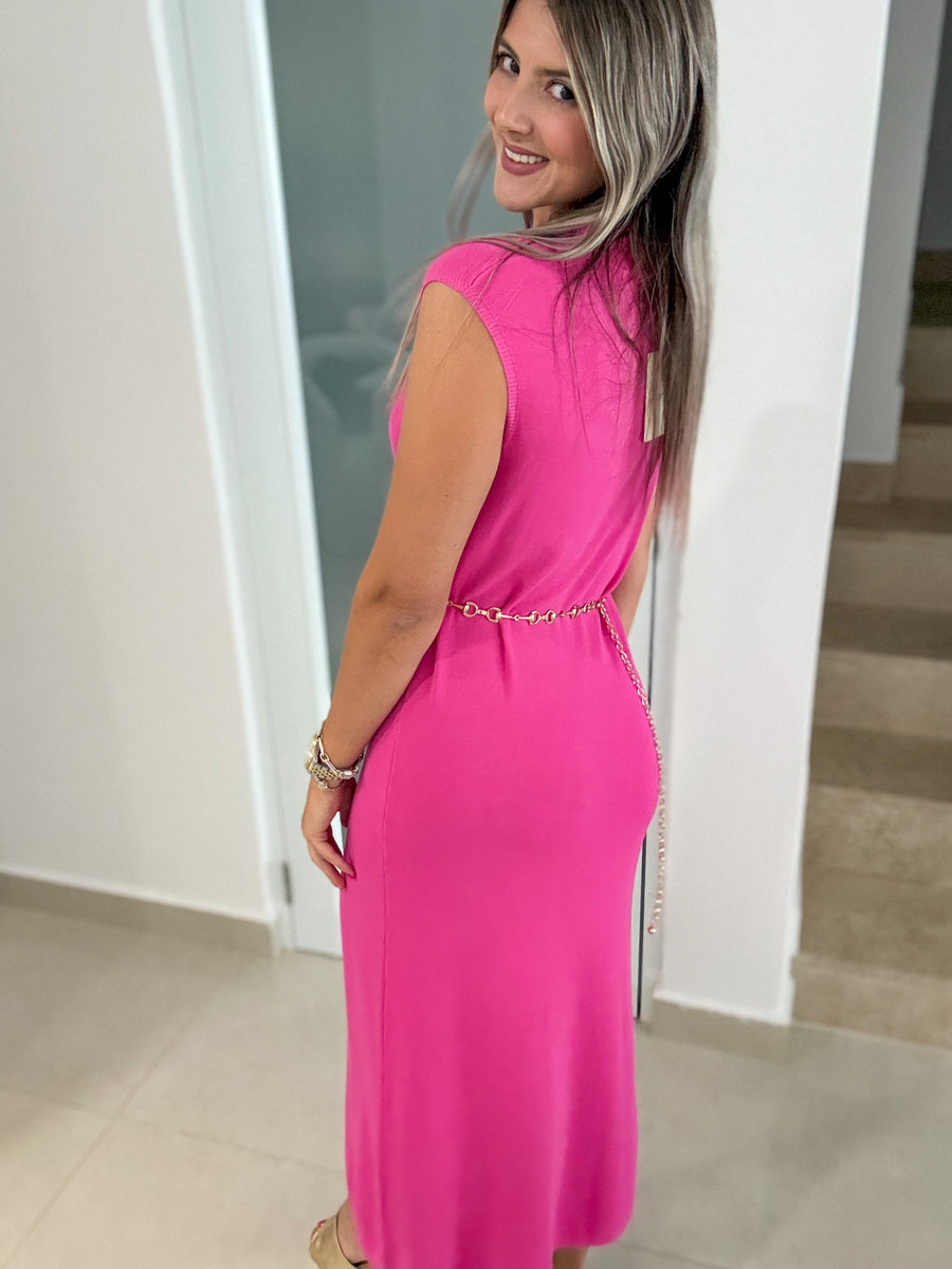 PINK MOCK NECK DRESS