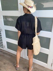 BLACK CROCHET ROMPER