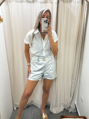 SILVER FAUX LEATHER SHORTS