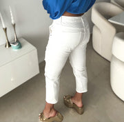 WHITE PATCHWORK JEANS