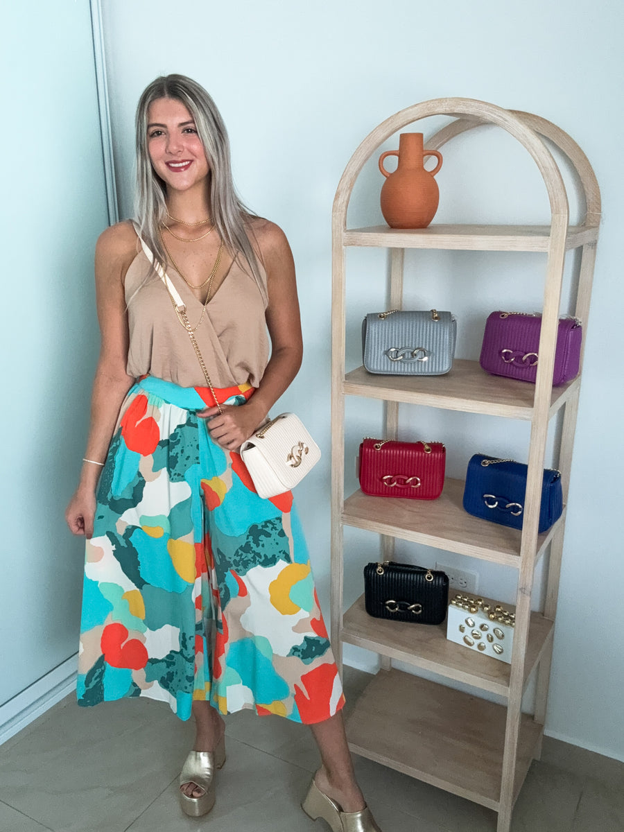 MINT PRINTED MIDI PALAZZOS