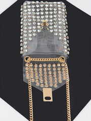 RHINESTONE BELT BAG W/CHAIN