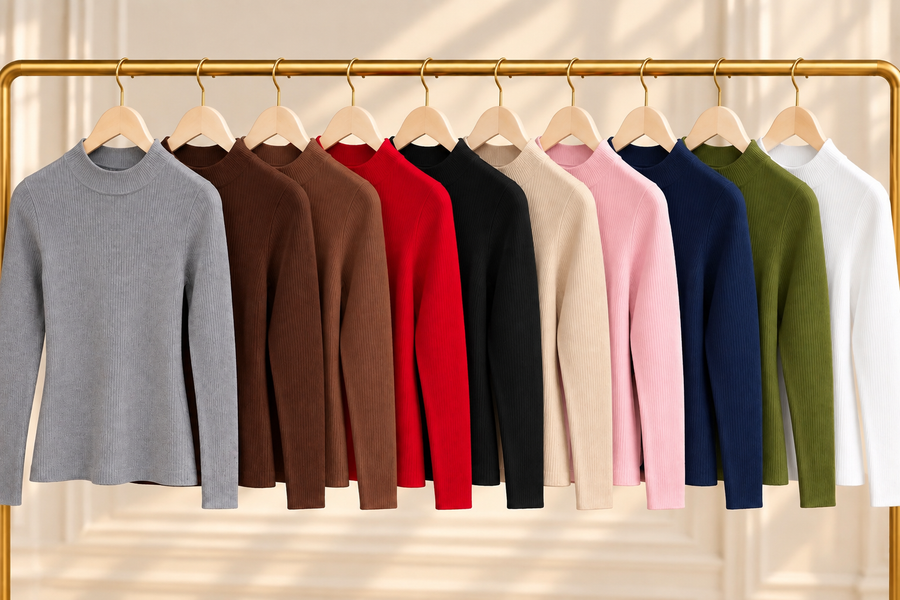 MOCK NECK LONG SLEEVE KNIT SWEATER