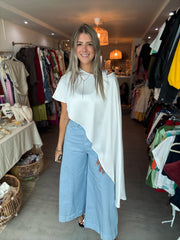 SATIN ASYMMETRIC CAPE TUNIC