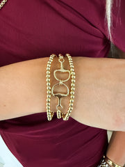 GOLD HORSE-LINK ELASTIC 3PC SET BRACELETS