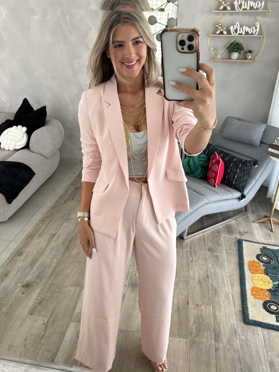 PALE PINK TAILORED PANTS