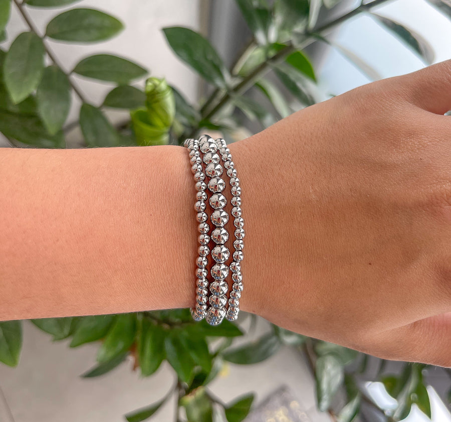 SILVER 3PC ELASTIC BRACELETS