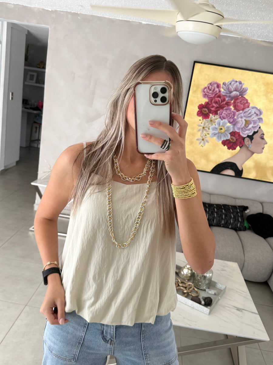 TAUPE BUBBLE CAMI TOP