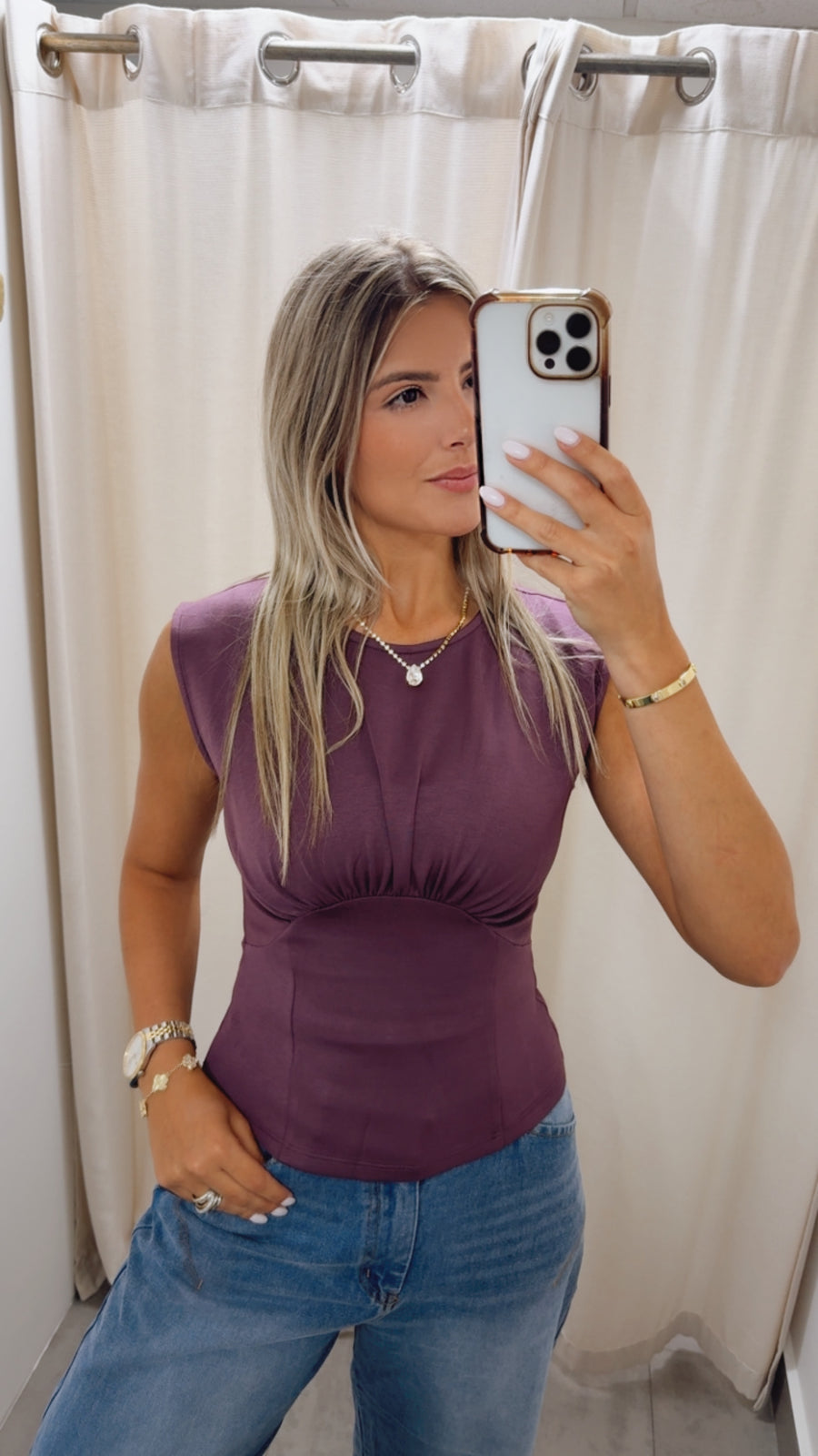 PLUM CORSET STYLE MODAL STETCHY BLOUSE