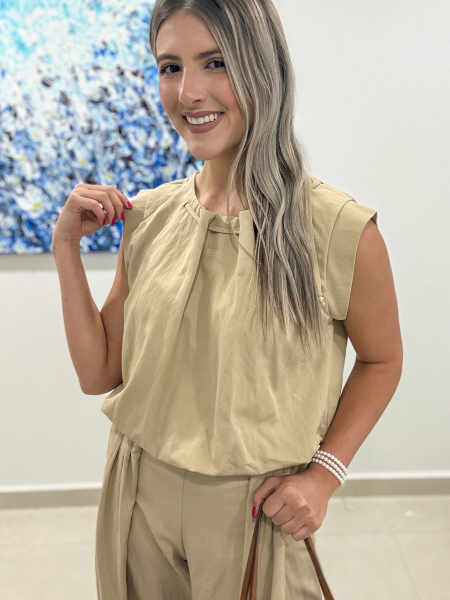 TAUPE TOP AND PANT SET