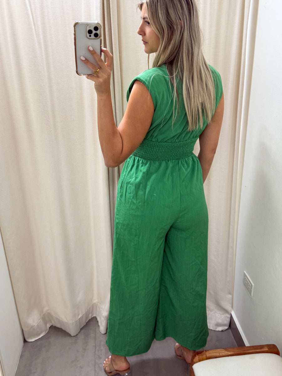 GREEN ZIPPER JUMPSUIT
