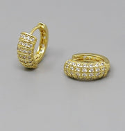THICK GOLD PAVE HUGGIE EARRING