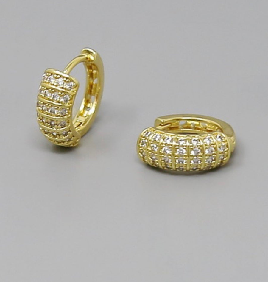 THICK GOLD PAVE HUGGIE EARRING