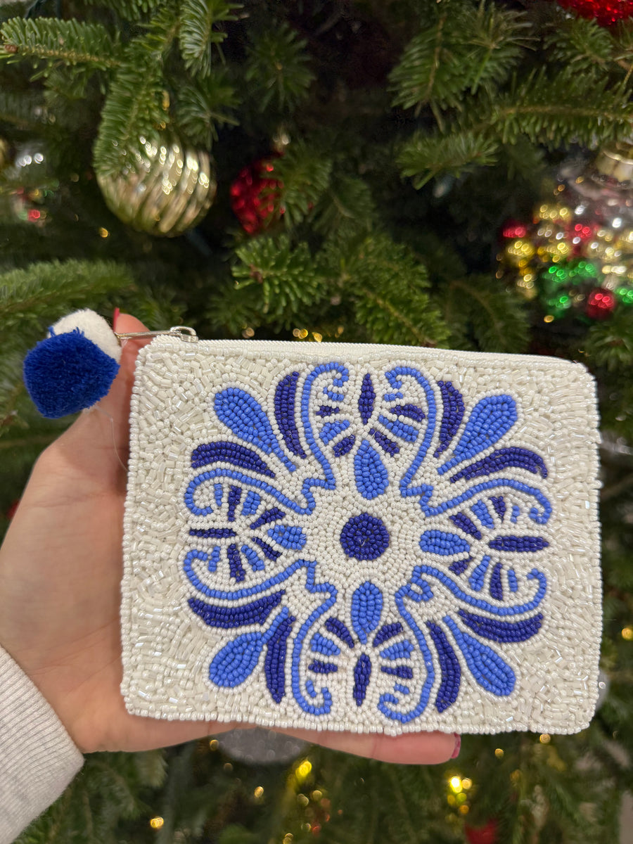 BLUE TILE PRINT COIN BAG