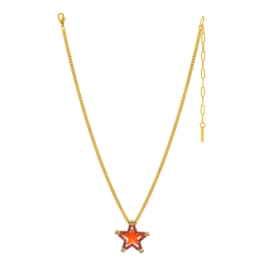 SWEET STAR NECKLACE IN FUSCHIA/ORANGE